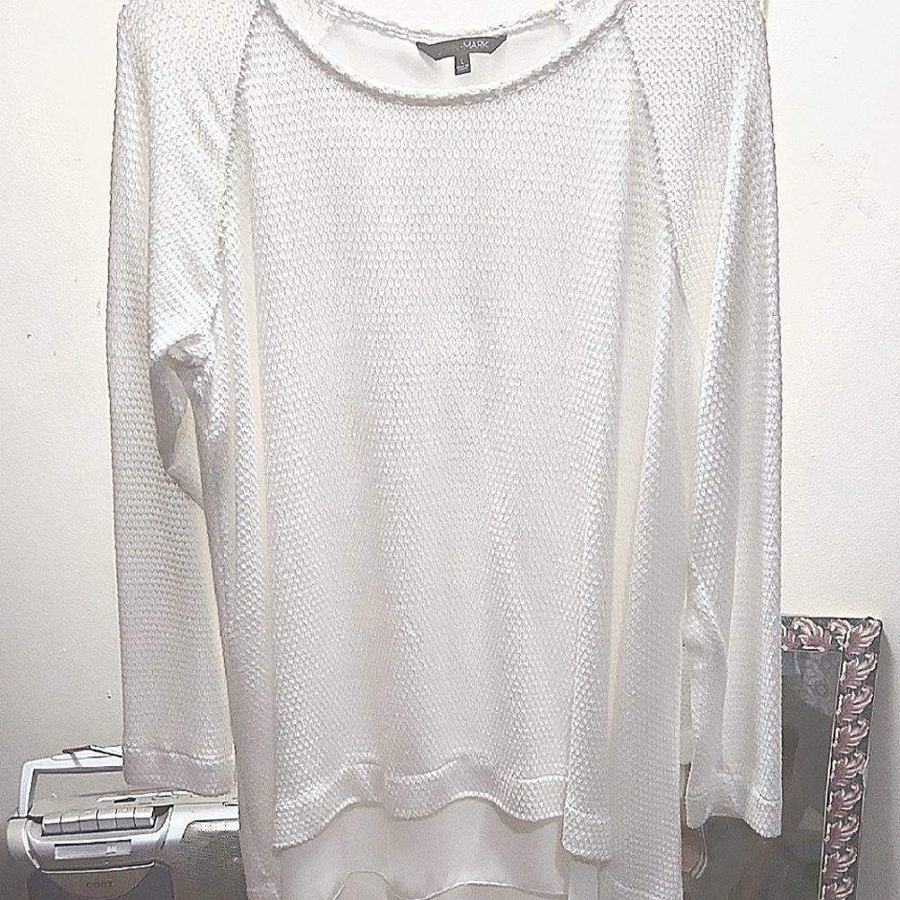 John Mark Asymmetrical White 3/4 Sleeve Blouse